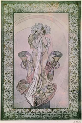エドモンドロスタンドのラプリンセスロインテインの装飾パネル、サラベルナール（1844-1923）、1890〜1910年（リトグラフ）